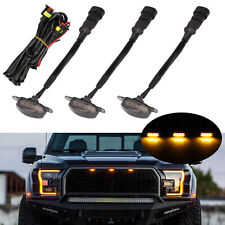 3x Raptor Style Smoked Amber Led Front Grill Lights Kit For Ford F150 Truck Suv