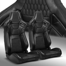 Reclinable Black Pvc Leather Stitching Racing Car Seats Leftright