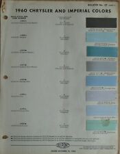 4 Pages Of 1960 Chrysler Dupont Color Paint Chips