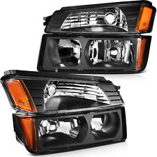 For 2002-2006 Chevy Chevrolet Avalanche 1500 2500 Pair Black Headlights Assembly
