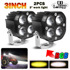 2x Dual Color Ditch Light Pods Side Strobe Amber For Snow Plow Warning Lights