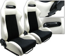 New 2 White Black Racing Seats For Ford All Mustang Cobra