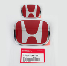 Racing Set Red H Emblem 2pcs Front Rear For 06-15 Honda Civic Sedan Ex Lx Si