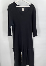Carb Apparel Black Ribbed Dress Scoop Neck 34 Sleeves Cotton Blend Womens Ml