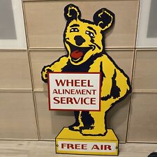 Bear Wheel Alignment Oil Gas Porcelain Sign 35 X 20