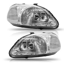 For 1996-1998 Honda Wclear Civic Chrome Housing Headlights Reflector Lamps Exc