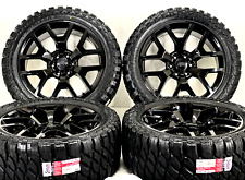 22 Inch Rims Tires Fit Chevy Gmc Honeycomb Offroad Gloss Black Wheels 6x139.7