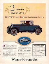 1927 Willys-knight Six 70 Cabriolet Coup Automobile Vintage 20s Print Ad
