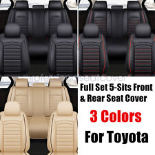 For Toyota Pu Leather 5 Seat Covers Full Set Front Rear Protector Cushion