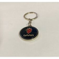 Saab Auto Car Logo Chrome Metal Key Chain Ring Made In Usa