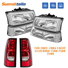 Chrome Headlights Red Tail Lights For 2003-2006 Chevy Avalanche Silverado 1500
