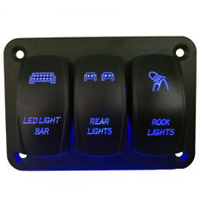 Car Rocker Switch Panel Circuit Breaker 3 Gang Blue Led Light Marine Accessories