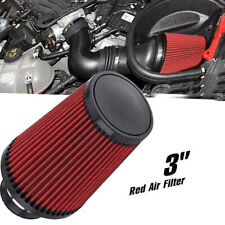 3 76mm High Flow Inlet Cleaner Dry Filter Cold Air Intake Cone Red 9inch Tall