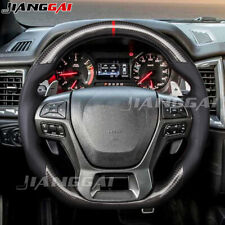 Carbon Fiber Perforated Leather Steering Wheel Fit 18-23 Ford Ranger Raptor