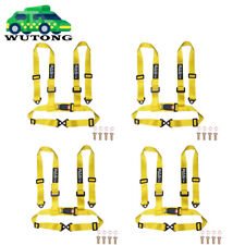 4 Pack Racing Safety Seat Belt Harness 4 Point 2 Straps Yellow For Atv Utv Rzr