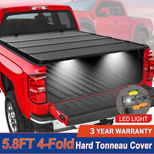 New 5.8ft 4-fold Hard Tonneau Cover For 2009-2023 Ram 1500 Truck Bed W Led