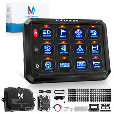 Mictuning 12 Gang Switch Panel Kit Blue Led Auxiliary Relay System Marine 1224v