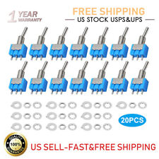 20pcs Blue 3 Pin 2 Position On-on Spdt Mini Latching Toggle Switch Us