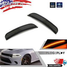 Front Bumper Smoked Amber Side Marker Signal Lights For 2015-2022 Dodge Charger