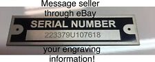 Engraved Trailer Truck Car Rat Rod Plate Serial Tag Black Chevy Ford Dodge