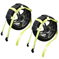 Basket Tie Down Car Tire Straps Tow Dolly Flat Hook With Rubber Sleeve 2 Pack