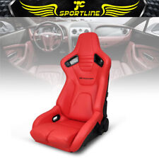 Bucket Racing Seat Universal Reclinable Left Side Dual Slider Red Pu Leather