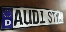 European License Plate Audi Style Embossed Text Or Your Own Custom Text