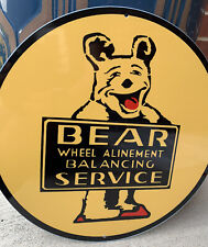 Vintage Style Bear Wheel Alignment Balancing Service Steel  Heavy Sign