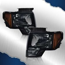 Fit For 2009-2014 Ford F150 Blacksmoked Factory Style Lens Headlights Pair
