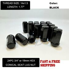 24pc Black 14x1.5 Bulge Acorn Lug Nut 1.77 Fit Chevy Gmc Silverado Sierra 1500