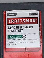 New Craftsman 12 Pc Deep Impact Socket Set 12 Drive 6 Pt Metric 15887