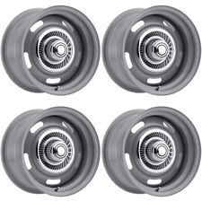 Set Of 4 Vision Rally 55 15x8 5x4.75 -6mm Dark Silver Wheels Rims With Caps