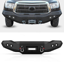 Fits 2007 - 2013 Toyota Tundra Textured Steel Front Bumper Winch Ready W Lights