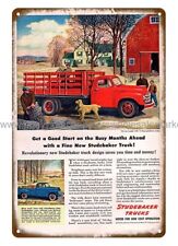 Unframed Art 1949 Studebaker 2r Pickup Truck Stake Bed Truck Metal Tin Sign
