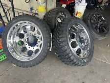 22 Mega Hole Alcoa Custom Cut Wheels With Tires 33 Or35125022 For Dually Trucks