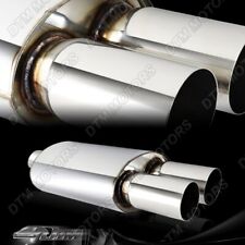 3 Dual Tip T-304 Stainless Steel 2.5 Inlet Weld-on Muffler Exhaust Universal