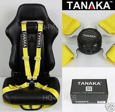 1 Tanaka Universal Yellow 4 Point Camlock Quick Release Racing Seat Belt Harness