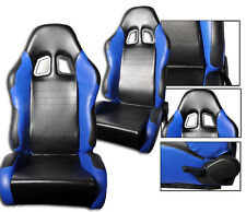 2 Black Blue Racing Seats Reclinable Ford Mustang Cobra