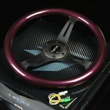 Nrg 350mm 2deep Dish Style 6-holes Steering Wheel Purple Wood Grip Black Spokes