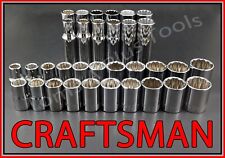 Craftsman Tools 33pc Short Deep 12 Sae Metric 12pt Ratchet Wrench Socket Set