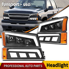 Led Drl Projector Headlights Bumper Lamps For 03-06 Chevy Silverado Avalanche