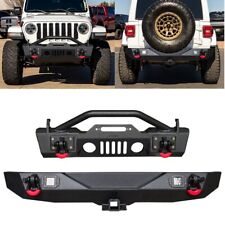 Luywte Front Rear Bumper With Led Light Fits 2018-2024 Jeep Wrangler Jljlu