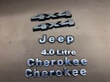 84-96 Jeep Cherokee Xj Fender Emblem Badge 4x4 4.0 Litre Oem Set Silver Factory