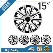 15 Set Of 4 Blacksilver Wheel Covers Snap On Full Hub Caps Fits R15 Tire Rim