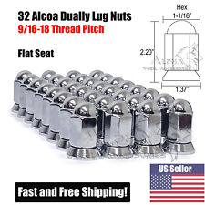 32 Chrome Alcoa Dually Flat Seat Lug Nuts 916-18 With Pressed On Swivel Washer