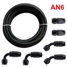 10ft An6 6an Nylon Braided Oil Fuel Linefittings Hose And Adaptor Black Kit
