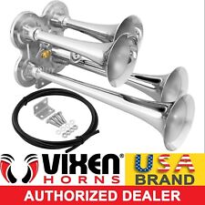 Vixen Horns Train Air Horn 4 Trumpets Chrome Plated For Truckcar Loud Sound Db
