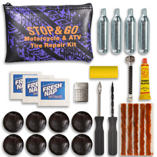 Stop Go 1066 Tubeless Tire Repair Kit With Patches Rope Plugs Co2 For Atv