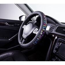 Auto Drive 1pc Steering Wheel Cover Fits Most Vehicles Rainbow Leopard Universal