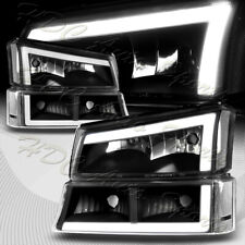 For 03-07 Chevy Silverado02-06 Avalanche Led Drl Black Headlightsbumper Lamps